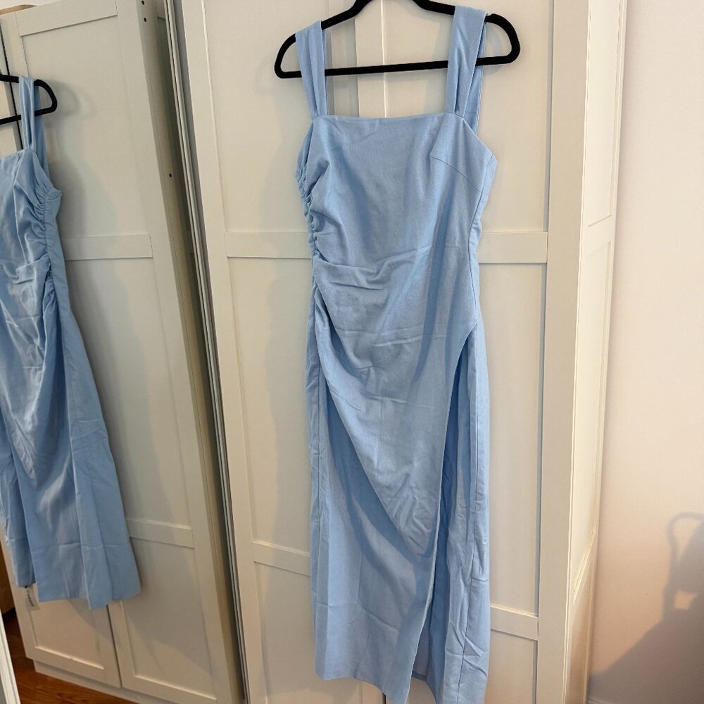 Commense Cotton & Linen Slit Dress